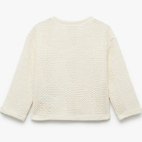 Resim Koton Dokulu 3/4 Kollu Bisiklet Yaka Crop Sweatshirt Bej 6wkg10064ak Ekru 
