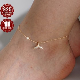 Resim 1 adet Şık ve Sevimli 925 Sterlin Gümüş Denizkızı Kuyruk Ayak Bileği Zinciri Sentetik Zirkonyum Taşı ile - Günlük Giyim, Plaj, Tatil ve Parti Durumları için Mükemmel - Vana Markası 