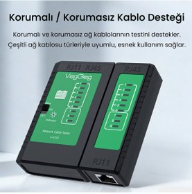 Resim Veggieg Rj45 Rj11 Uyumlu Cat6 Cat7 Cat8 Poe Destekli Network Ethernet Kablo Test Cihazı 
