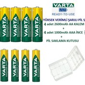 Resim Varta Ready To Use 4 Adet 2600mah Aa Kalem 4 Adet 1000mah Aaa Ince Pil Kesesi 