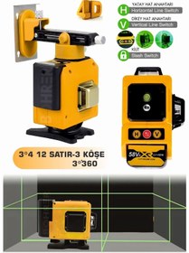 Resim BÖHRER 360° 12 Köşe 3 Satır Otomatik Hizalama Su Terazili Yeşil Çizgi Lazer Hizalama 