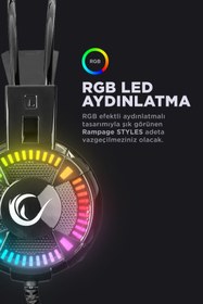 Resim Rampage Styles USB 7.1 Version RGB Oyuncu Mikrofonlu Kulaklık 
