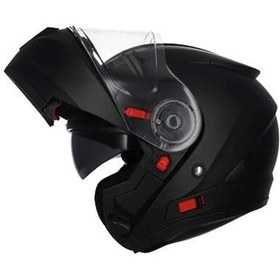 Resim Shiro Flip Up 4125 SH 508sv Tırıton Monoclour SolidMat Sun Vizor (Güneş Gözlüklü) Motosiklet Kaskı Mat Black 