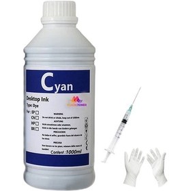 Resim Tecprint Epson L2201 Litre Mavi Uyumlu Mürekkep +enjektör+eldiven 
