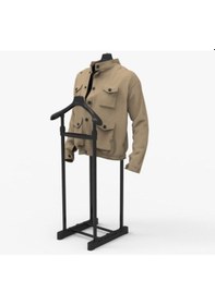 Resim Çift Askılıklı Dilsiz Uşak Elbise Askısı Siyah / Krom - Yükseklik Ayarlı Siyah 