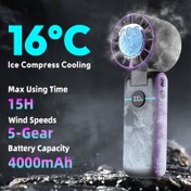 Resim Taşınabilir El Tipi Fan ile Buz Soğutucu, 4000mAh Katlanabilir Soğutma Fanı, 5-Düşey Mini Turbo Fan, Ultra-Yüksek Hızlı Hızlı Soğutma, Dış Mekan Aktiviteleri için Kolay Taşınabilir, Tatiller için Gereken Eşya, Seyahat, Yatak Odası, Kamp ve Kullanım için Uygun 