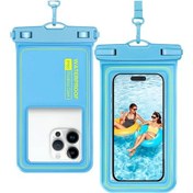 Resim Elmpaly Mavi Su Geçirmez Yüzer Telefon Kılıfı 6.8 İnç iPhone Uyumlu Samsung Xiaomi Yüzme Kayak 