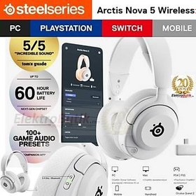 Resim STEELSERIES ARCTIS NOVA 5 WIRELESS COKLU PLATFORM BEYAZ KABLOSUZ KULAK USTU OYUNCU KULAKLIGI SSH61671 2 YIL STEELSERIES TURKIYE GARANTILIDIR 