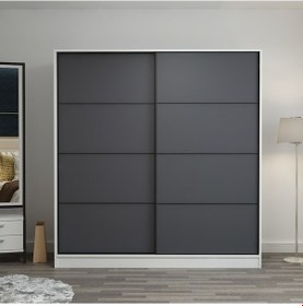 Resim Minarmobilya Minar Kale 2 Kapaklı Sürgülü Dolap 180 Cm - Beyaz/Antrasit (541417035) 