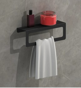 Resim kraker Siyah Raflı Havlu Askısı, Metal Raflı Havluluk, Otel Banyo Askısı, Mutfak Banyo Raflı Havluluk 