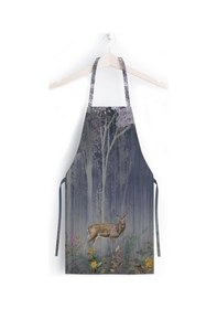 Resim Red Mini Flowers And Gazels Mutfak Önlüğü Keten Kumaş, Uluslararası Yıkama Ve Solmama Sertifikası Çok Renkli 