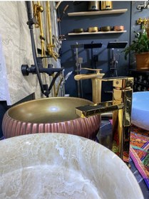 Resim İsaoğlu Yapı Parlak Gold Joy Design Çanak Lavabo Bataryası Gold 