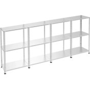 Resim Rafburada 3 Katlı 4'lü Galvaniz Çelik Raf - Depo, Arşiv, Kiler, Dosya, Market Rafı - 59x75 cm-100 cm-1.00 mm 