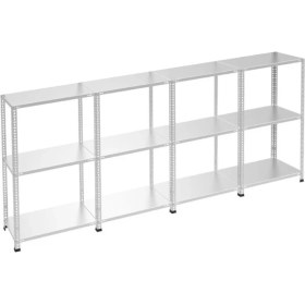 Resim Rafburada 3 Katlı 4'lü Galvaniz Çelik Raf - Depo, Arşiv, Kiler, Dosya, Market Rafı - 59x75 cm-100 cm-1.00 mm 