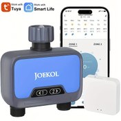 Resim JOEKOL Akıllı Bahçe Sulama Zamanlayıcı 2 Çıkışlı, 5V USB Şarj Edilebilir Püskürtme Damlama Sulama Kontrol Cihazı, Pil ile Çalışır/Prizli Tasarım Ev ve Ticari Kullanım için, Akıllı Sulama Sistemi, Modern Sulama Sistemi, Dayanıklı Plastik Yapı 