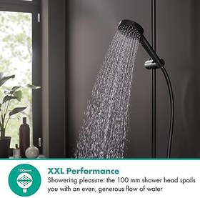 Resim Hansgrohe Vernis Blend 26270670 El Duşu, 2 Püskürtme Türü, Yuvarlak Duş Başlığı (100 mm), Kireç Önleyici Fonksiyonlu, Mat Siyah 