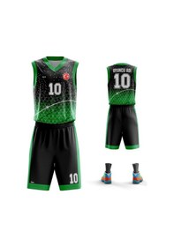 Resim Basketbol Forması Yeşil & Siyah Model B2402 - Kişiye Özel İsim Ve Numara Yazılabilir Dijital Baskı Yeşil 