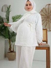 Resim Lolly Babies Ekru Vintage Lohusa Takımı | Comfortable Maternity Set - L 