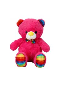 Resim Oturan Kurdeleli Renkli Peluş Ayı 30 Cm Yeşil 