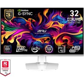 Resim MSI MPG 321URXW QD-OLED 31.5″ 240Hz 0.03Ms QD-OLED G-Sync Compatible Beyaz Gaming Monitör 