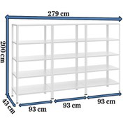 Resim RafBurada 5 Katlı 3'lü Galvaniz Çelik Raf - Depo, Arşiv, Kiler, Dosya, Market Rafı 43x93 Cm-200 Cm-1.00 Mm 