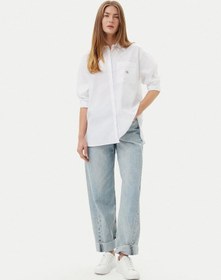 Resim Kadın Rahat Kalıp Cep Detaylı Pamuklu Uzun Kollu Beyaz Gömlek Lv047c143g-yaa-8524 Beyaz 