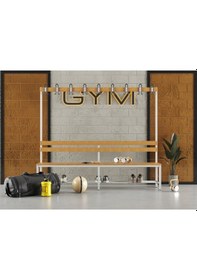 Resim Ayakkabılıklı 6 Ayaklı Tek Taraflı Bank, Kanca Şeritli Bank, 9 Kanca, 200x43x170 Cm, Spor Bankı 