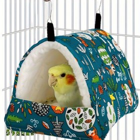 Resim Four Seasons Sıcak Kuş Yuvası Kafes Kulesi Seti - Papağan Kanarya Hamak Salıncağı Hamster Üreme Evi, Dört Mevsim Sıcak Evcil Hayvan Yaşam Alanı Oyuncakları Okul Sezonu Paskalya Hediyesi 