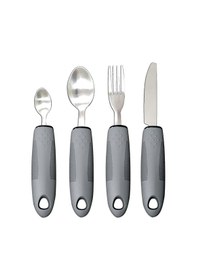 Resim Yaşlılar Ve Engelliler İçin Yemek Çatal Bıçak Takımı - Titreme Önleyici Yardımcılar Gri, 1 Set 
