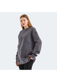 Resim Slazenger VADIM Oversize Kadın Oversıze Koyu Gri Sweatshirt 
