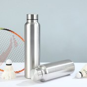 Resim 1 adet 1000ml Paslanmaz Çelik Spor Su Şişesi - Tek Katmanlı Sağlam Metal Şişe, Güvenli Vidalı Kapaklı, Sıcak ve Soğuk İçecekler için Yalıtımlı, Kamp, Spor Salonu, Yürüyüş, Spor, Seyahat, Kamp İçecekleri için Dayanıklı, Şık Silindirik Tasarım, Sağlam İçecekler 