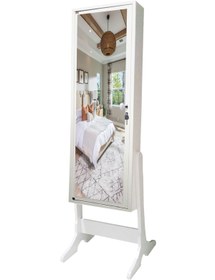 Resim First Mobilya Number One - Kilitli - Demonte - Aynalı Hediyelik Çok Amaçlı Takı Dolabı - Beyaz 