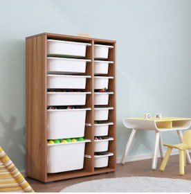 Resim Rine 14 Sepetli Çok Amaçlı Oyuncak Dolabı Tropik Ceviz 2d4k8u Ceviz 