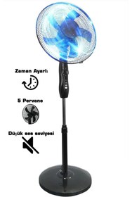 Resim Tntech Tnt Cvc-91018 Zaman Ayarlı 5 Kanatlı Düşük Ses Yuvarlak Ayaklı 16'' Vantilatör 