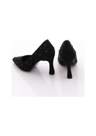 Resim Dgn 8778 Kadin Zimbali Topuklu Ayakkabi Siyah Süet 