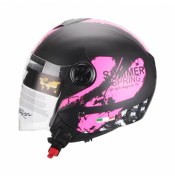 Resim SWAY Mat Pembe Siyah Yarı Camlı Kask 