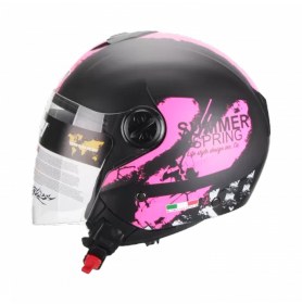 Resim SWAY Mat Pembe Siyah Yarı Camlı Kask 