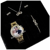 Resim Sevgiliye Hediye Seti Kadın Kol Saati Takı Seti Resimli Saat 