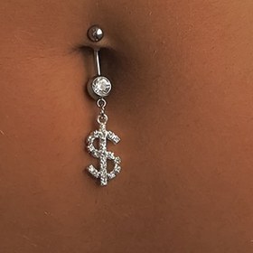Resim Bir moda ve seksi hip-hop kişiliği madeni para alaşımı navel delme, gece kulüpleri, partiler ve plaj tatilleri için mükemmel. 