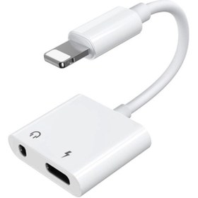 Resim Iphone-3.5mm Kulaklık Ve Şarj Dönüştürücü Başlık Adaptör Kablo - Beyaz 