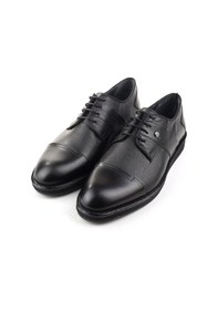 Resim Nevzat Öge 0281 Hakiki Deri Bağcıklı Hafif Taban Klasik Erkek Ayakkabı Siyah 