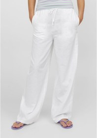 Resim Jack & Jones Kadın Rahat Kalıp Keten Pantolon - Flora 12249649 White Bej 