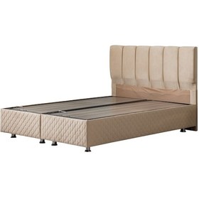 Resim Setaymobilya Baza, Tetra Bej Çift Kişilik Baza + Başlık, Mdf, Setay 