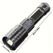 Resim Super Parlak 10 Milyon Lümen LED El Feneri, Dijital Ekranlı, 70x Yakınlaştırma, USB-C Şarj Edilebilir, 18650 Lityum Pil, Kampçılık, Yürüyüş ve Acil Durumlar için Klipsli ve Kılıflı Taşınabilir Taktiksel Işık | Şık Tasarım | Dayanıklı Yapı, Şarj Edilebilir El Feneri 