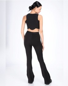 Resim Prakkin Kadın Siyah Yüksek Bel Ispanyol Paça Çelik Örme Tayt 2080Siyah M Siyah 