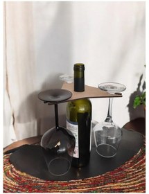 Resim Özel Tasarım Ahşap Kadeh Tutucu Kaliteli Dekoratif 3'lü 