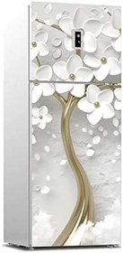 Resim Buzdolabı Sticker Kaplama Dolap Kaplama Etiketi 3d Beyaz Ağaç 3 