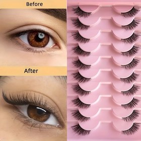 Resim 10 Çift Pembe Kedi Gözü Takma Kirpik - 0.03mm/0.05mm/0.07mm Kalınlık, C-Kavisli 6-12mm Uzunluk, Günlük Kullanım, Halloween, Noel | Başlangıç Dostu Yeniden Kullanılabilir Kirpikler, Çapraz/Karışık Stiller & Avrupa Tasarım, Parti Makyajı, Kabartmalı Görünüm, Rahat Kullanım, Profesyonel Kirpik Uzantısı 