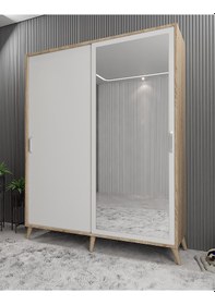 Resim İmaj Sürgülü Portmanto Vestiyer Meşe Beyaz - Montaj Dahil 160 Cm 