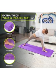 Resim 10 Mm Kalınlıkla Konforlu Pilates Minderi Ve Taşıma Çantası - 180x60 Cm Egzersiz Için Ideal Altın 